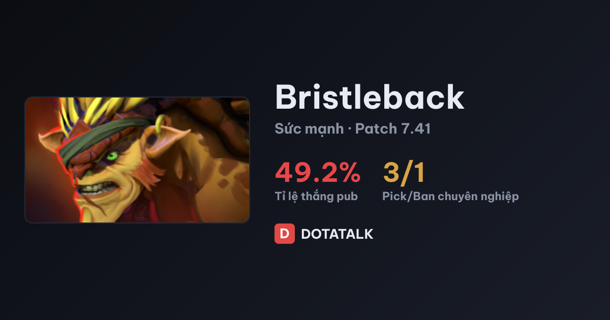 Thẻ chỉ số hero Bristleback trong Dota 2