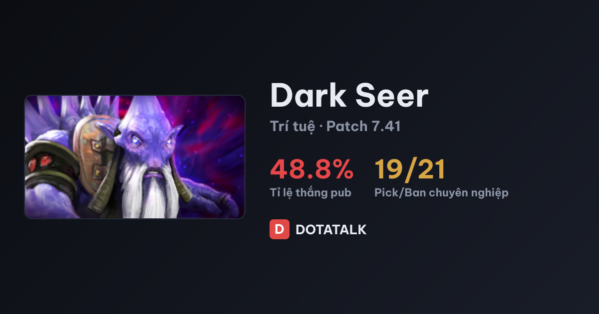 Thẻ chỉ số sức mạnh của Dark Seer trong phiên bản mới