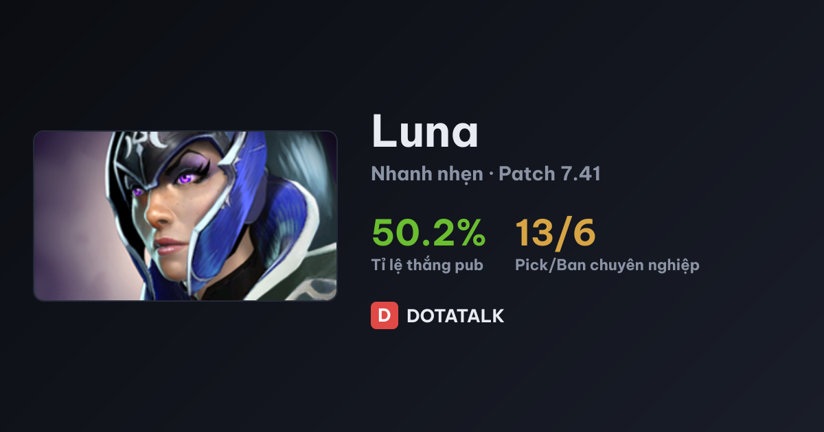 Thẻ chỉ số tổng quan Luna Dota 2