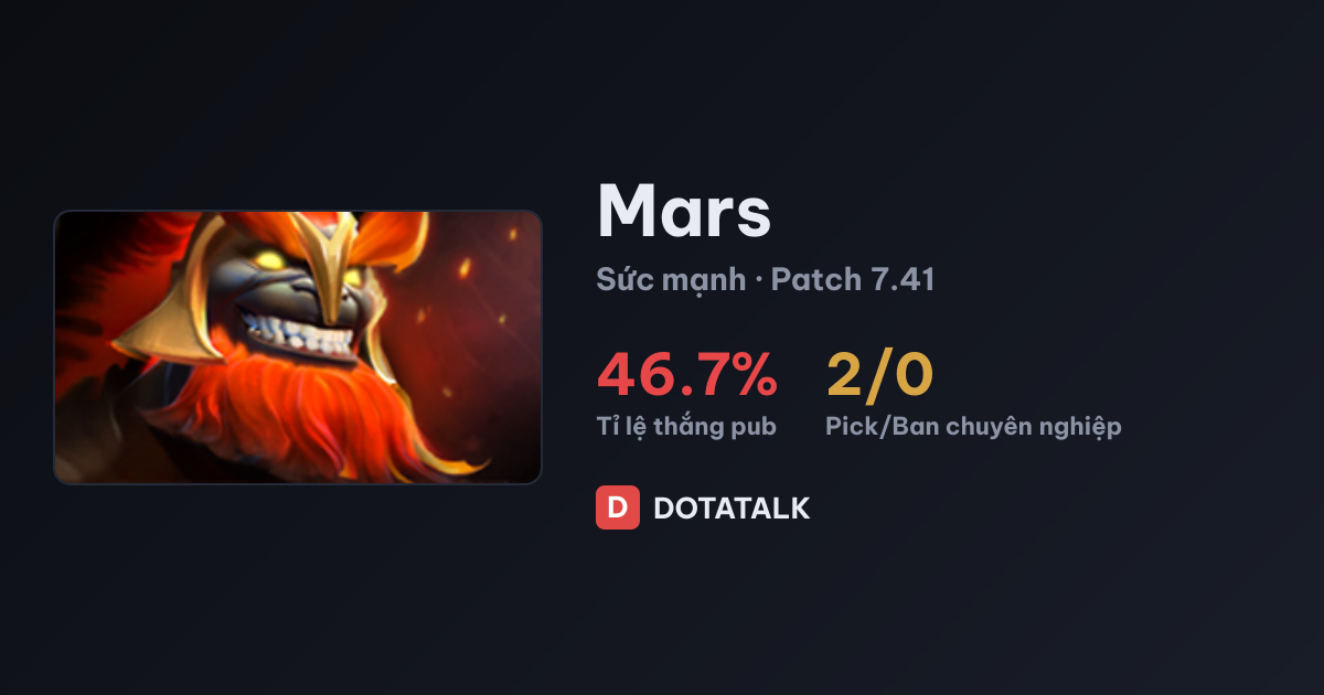 Thẻ chỉ số kỹ năng và tỉ lệ thắng của Mars