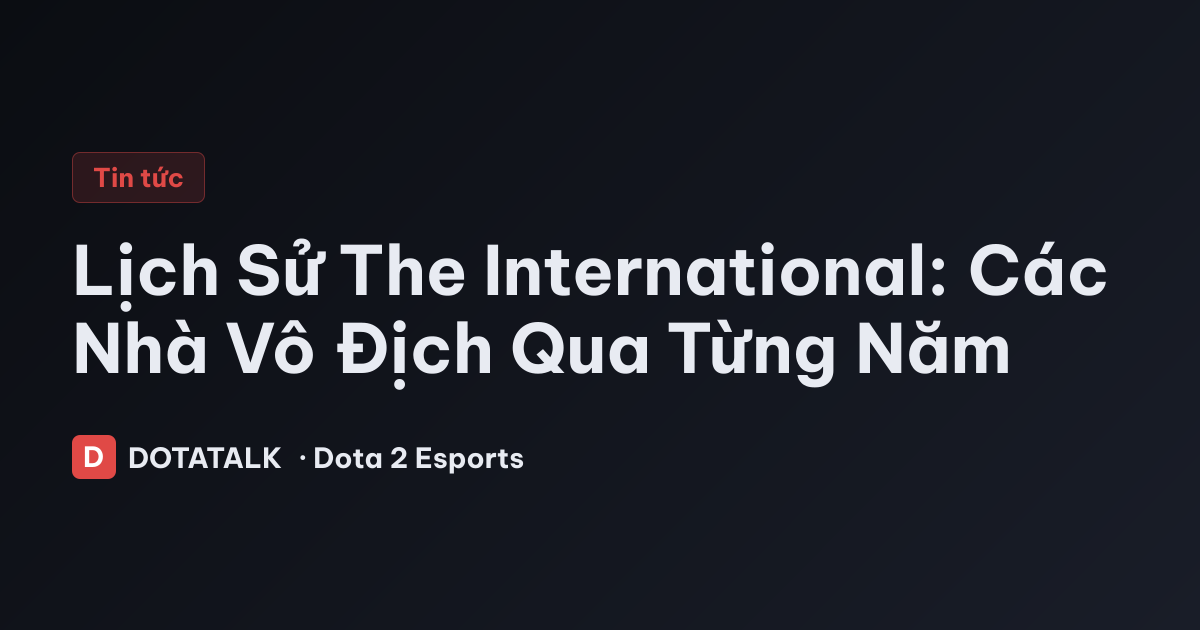 Lịch Sử The International: Các Nhà Vô Địch Qua Từng Năm